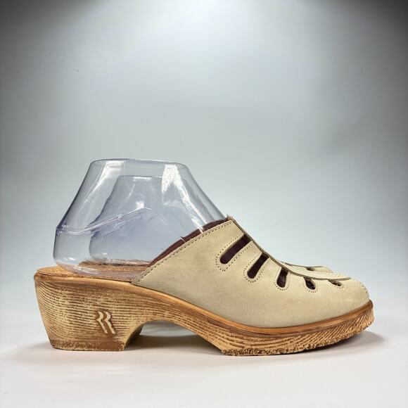 Romika Shoes - Romika Beige Leather Open Toe Wedge Cork Heel Sandals Women's Size US 7.5 EU 38